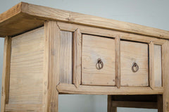 antique elm console with drawers