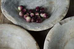 grey bowl with grapes 