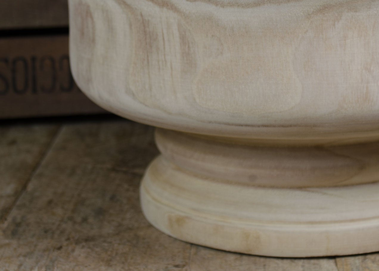 Large bleached wood raised bowl