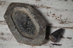 Pestle mortar antique indian reclaimed in a farmhouse rustic kitchen