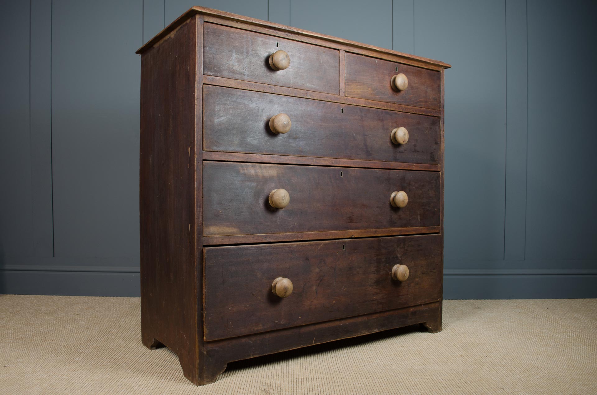 dark wood country house chest of drawers