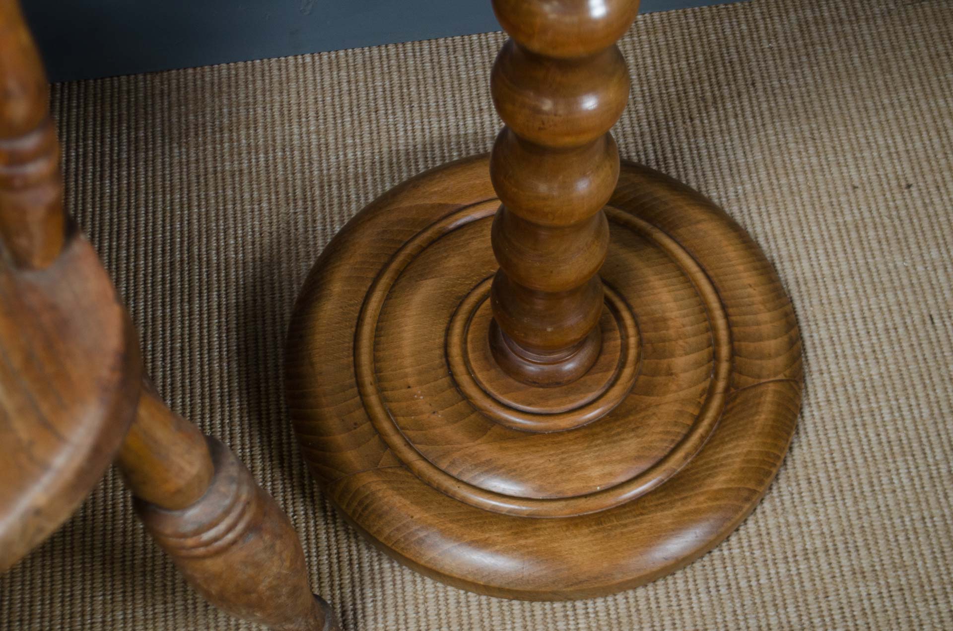 
French bobbin turned plant stand with circular wooden top