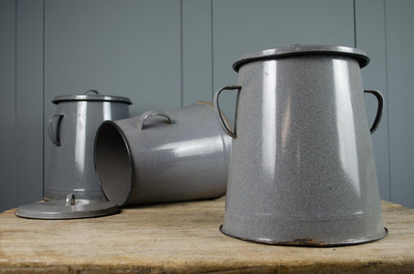 Vintage grey enamel flour bin