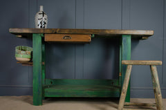rustic wood workbench table