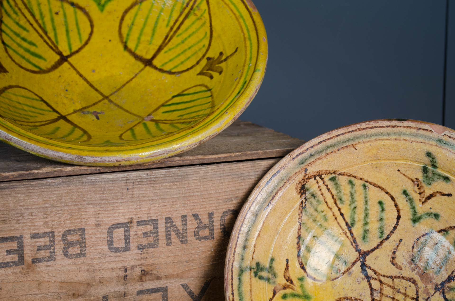 Yellow glazed Afghan bowls