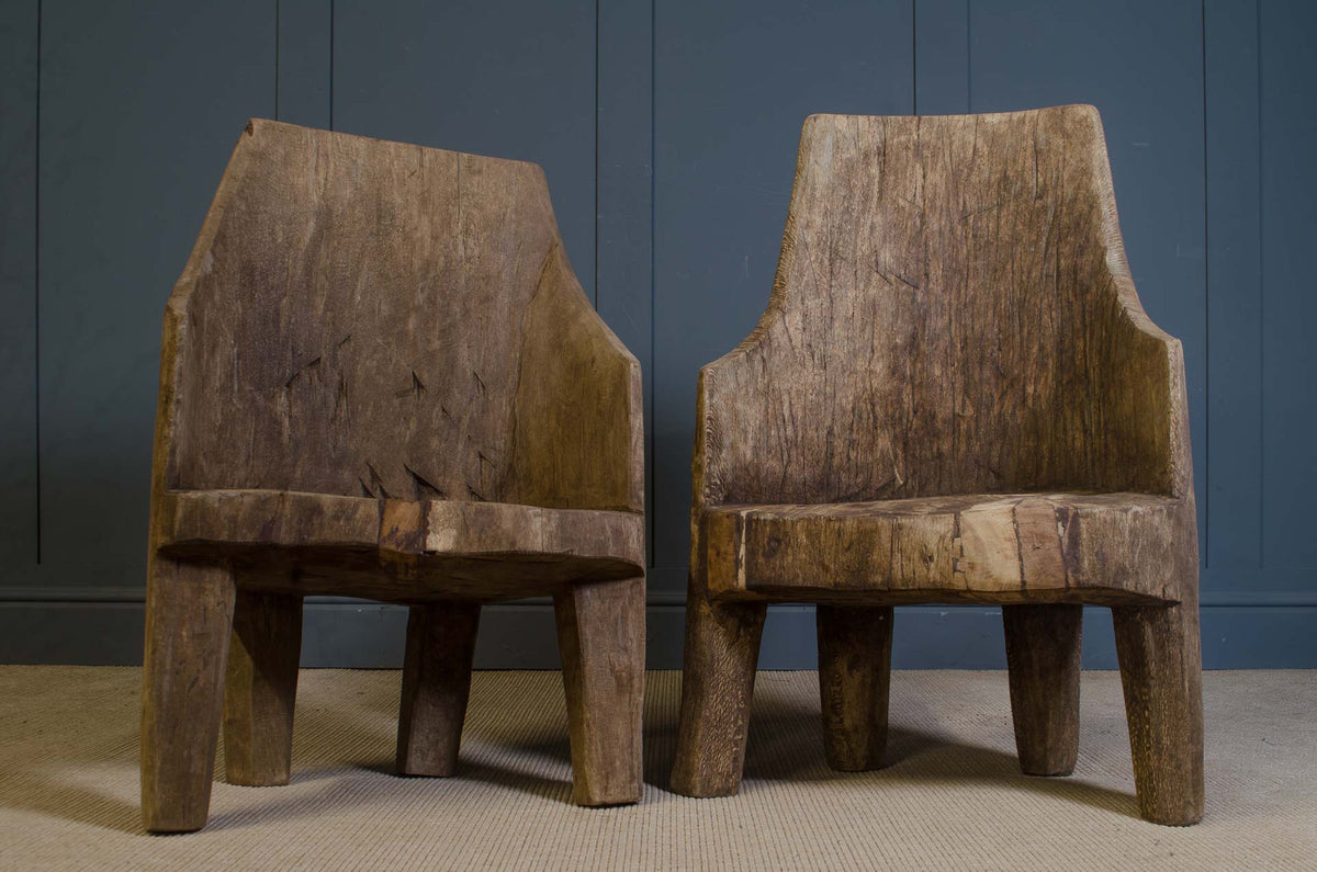 Original Nagaland tribal wooden trunk chair