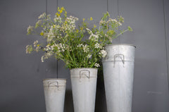 Rustic galvanised metal flower buckets for planters and floral displays