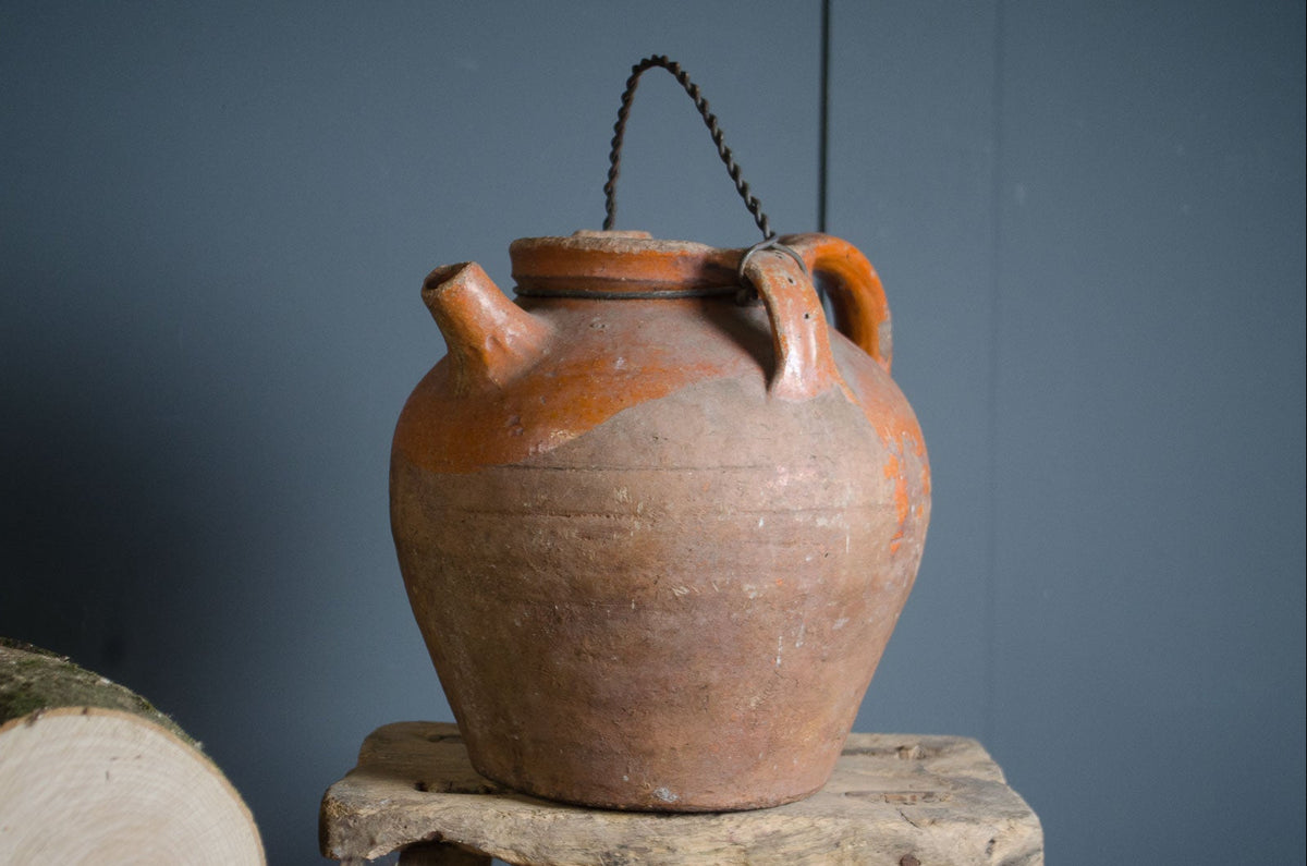 
French terracotta oil pot sourced near Châteauneuf-du-Pape