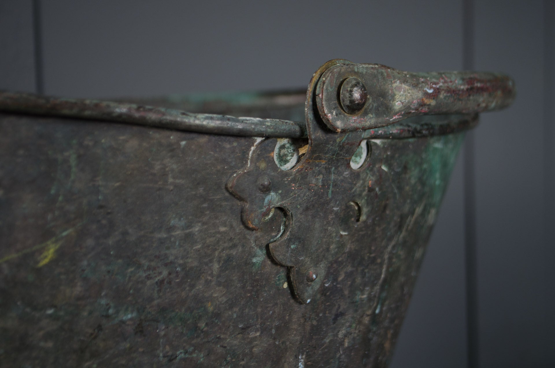 Antique verdigris bucket