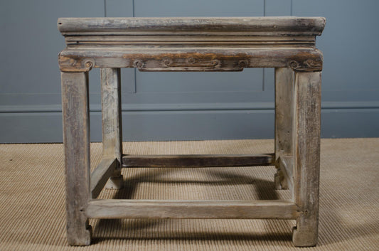 Pair of 19th Century Chinese Qing Elm Stools – Limed Ming Style with Jumo Grain
