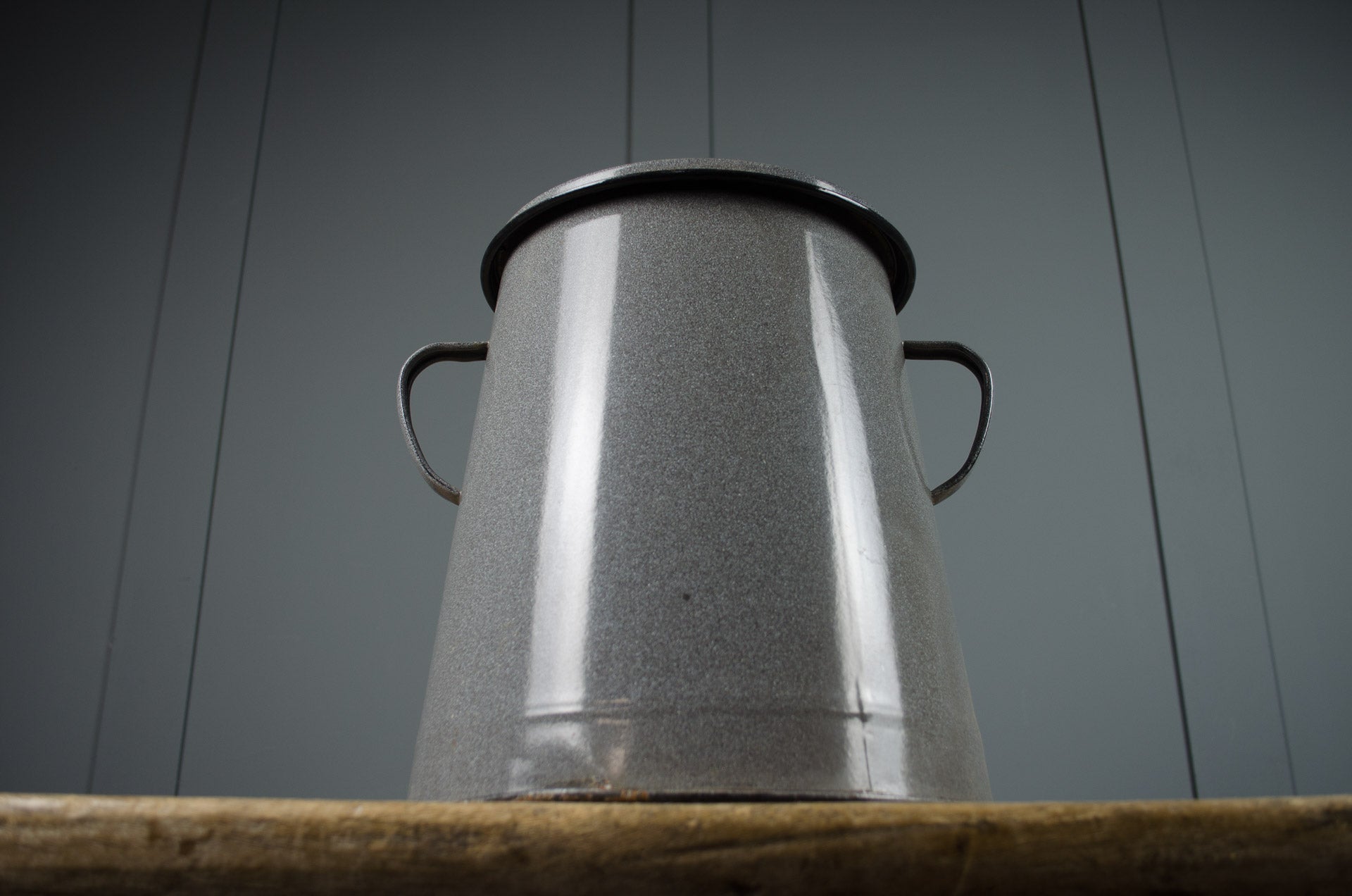 Vintage grey enamel flour bin