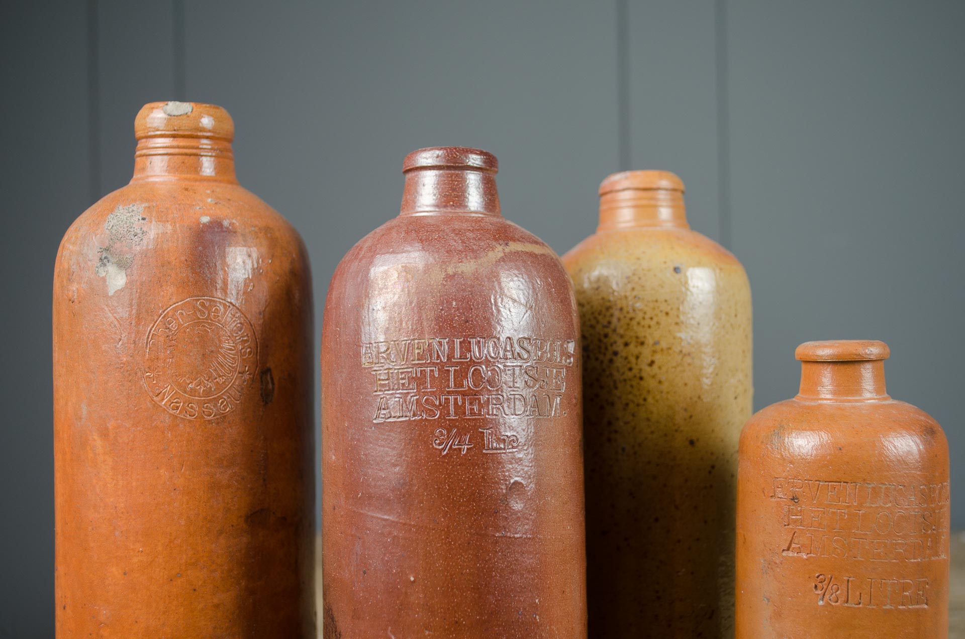 Antique gin bottles