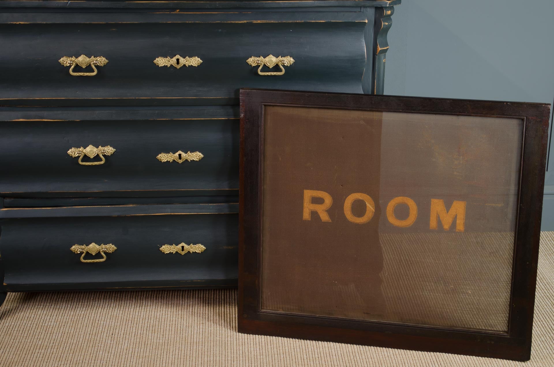 
antique train sign in frame
