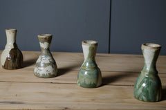 Set of 4 hand thrown pottery dinner candle holders