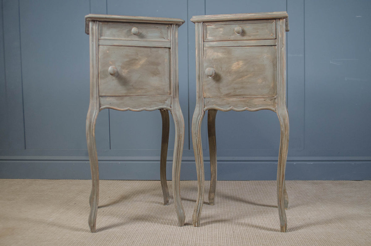 French bedside cabinets with drawer and cupboard