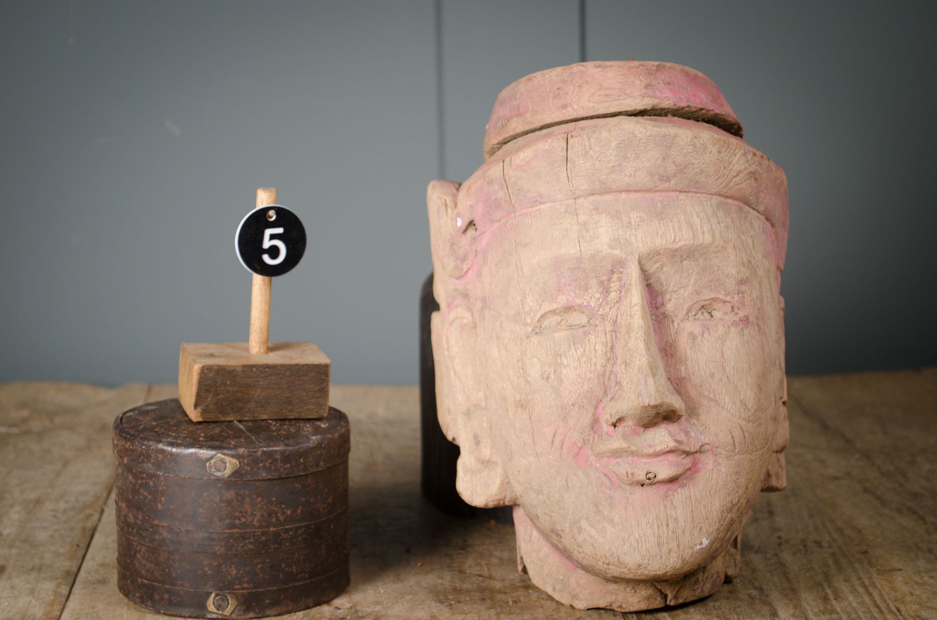 Fine Burmese puppet head sculptures