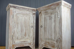 Pair of white washed bedside cupboards