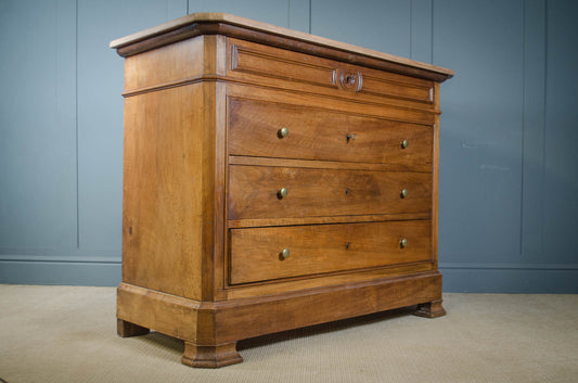 19th century French ash chest of drawers with brass handles