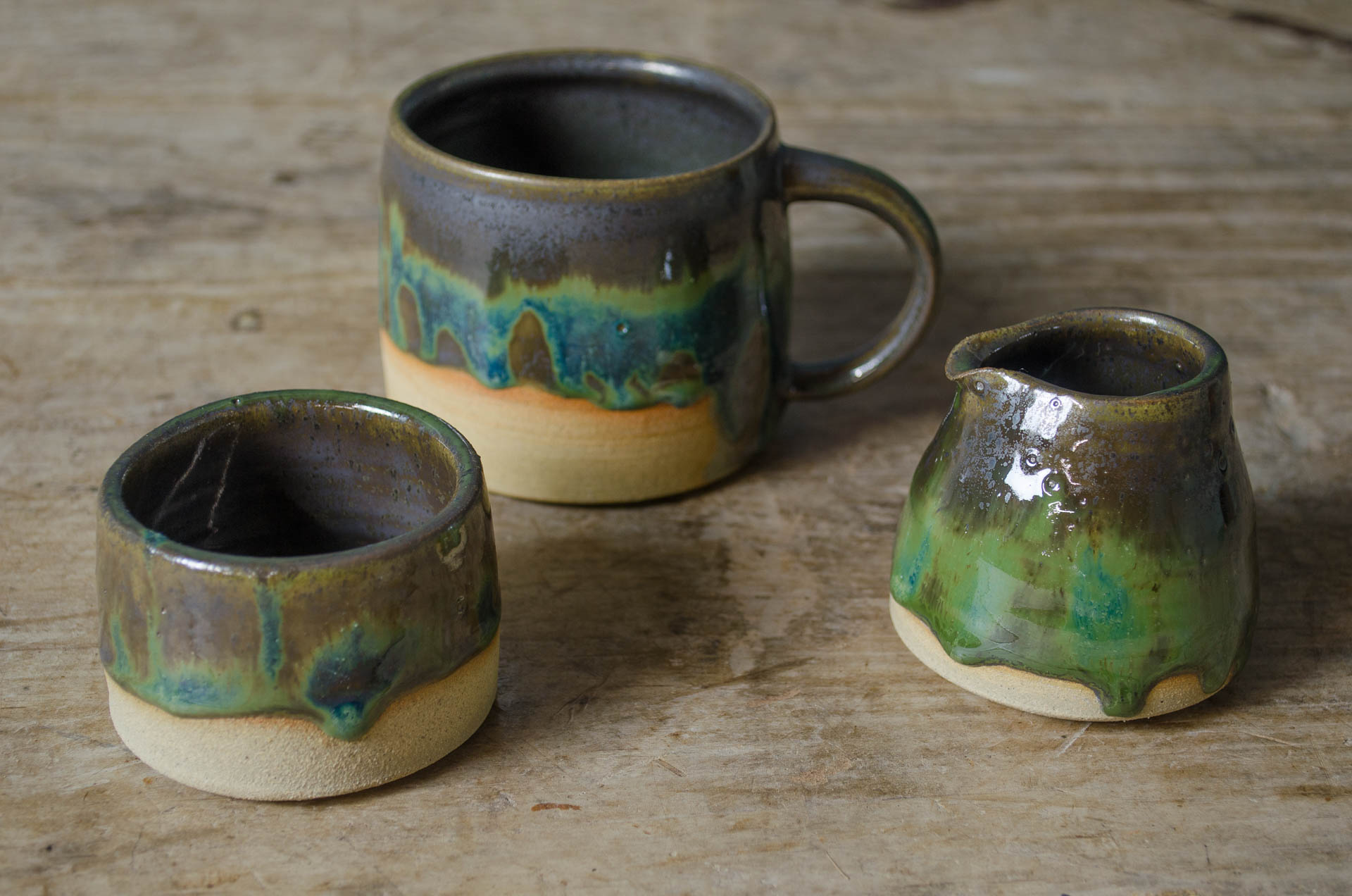 handmade mug gift set green