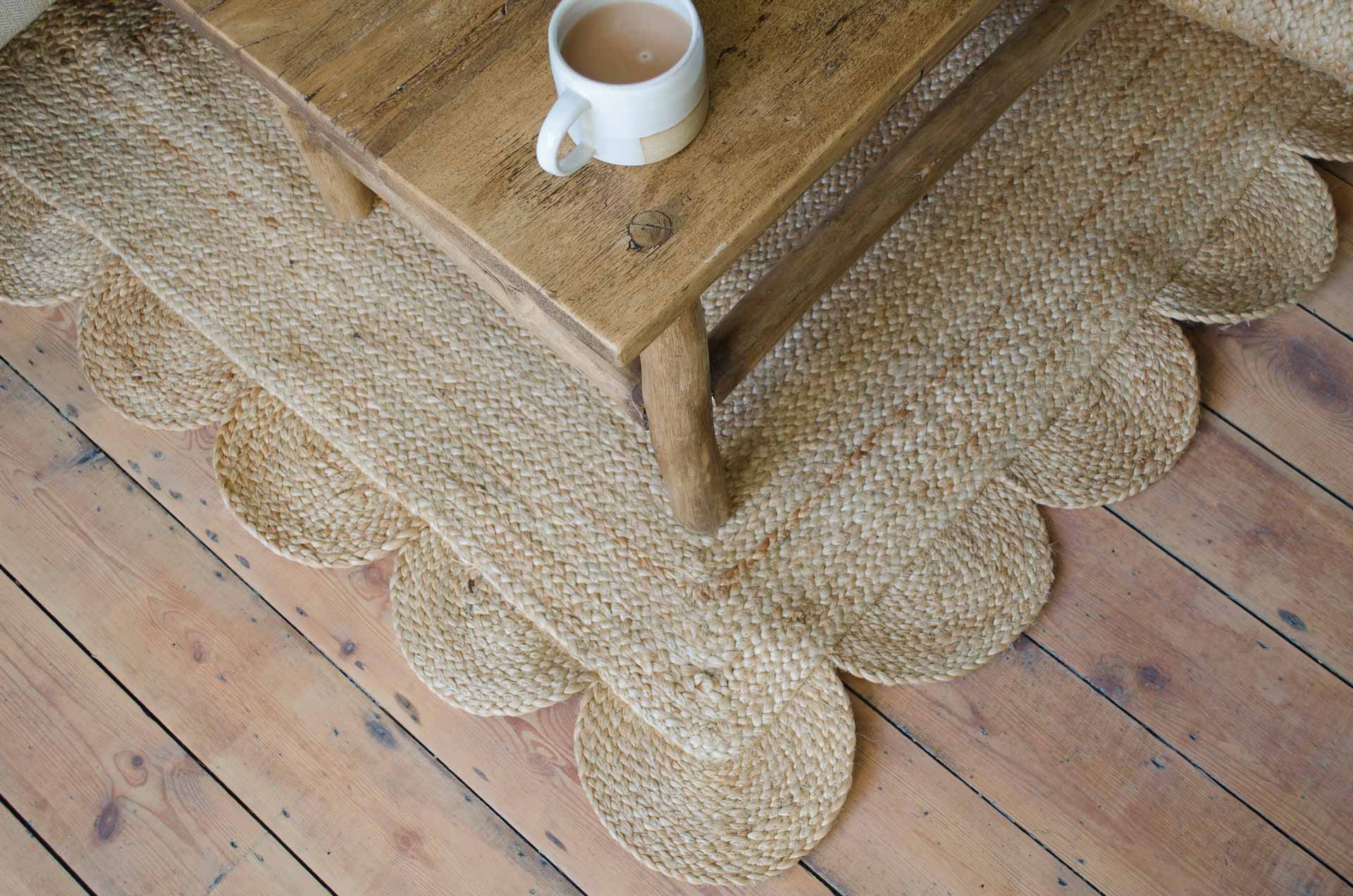 scallop jute rug