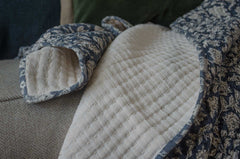 block printed blue king size kantha cotton quilt