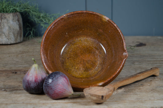 french antique terracotta dairy bowl