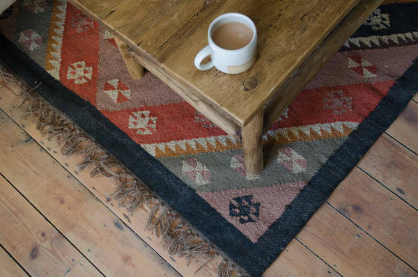 wool kilim rug pink