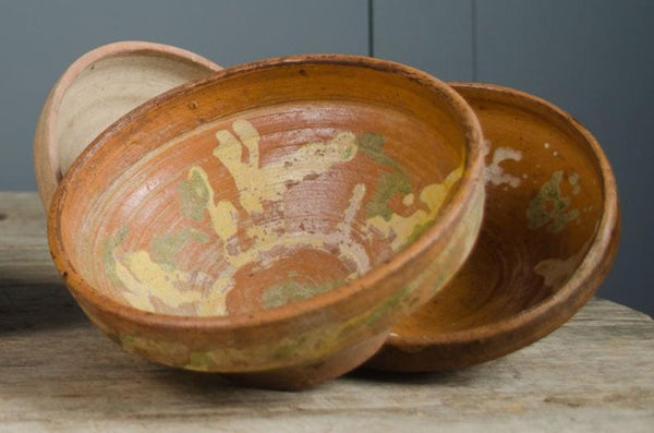 antique dairy terracotta bowl