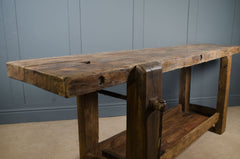 Vintage French workbench suitable for hallway console or kitchen storage