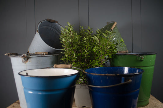 Vintage enamel buckets