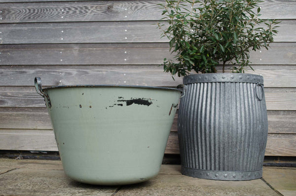 enamel bucket green reclaimed