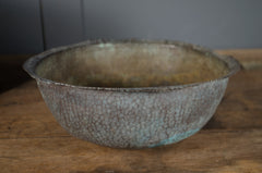 Verdigris hammered copper bowl
