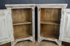 Pair of white washed bedside cupboards