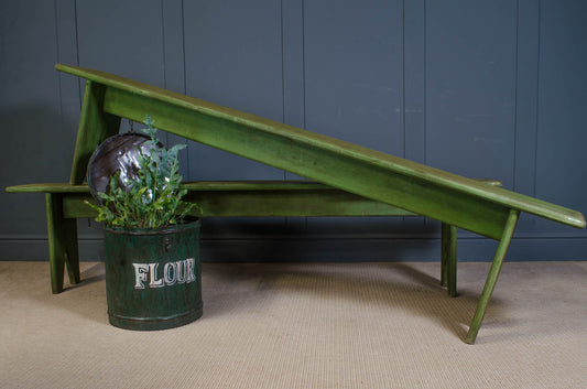 Pair of green painted French country house wooden benches