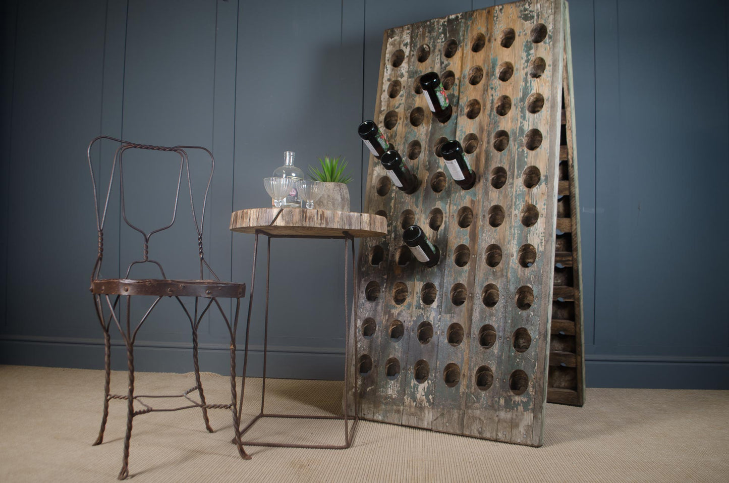 This is a superb antique chateau wine riddler, with generous proportion for the larger collection and pleasingly heavy for assured storage. Delivered waxed, polished and ready for the home.