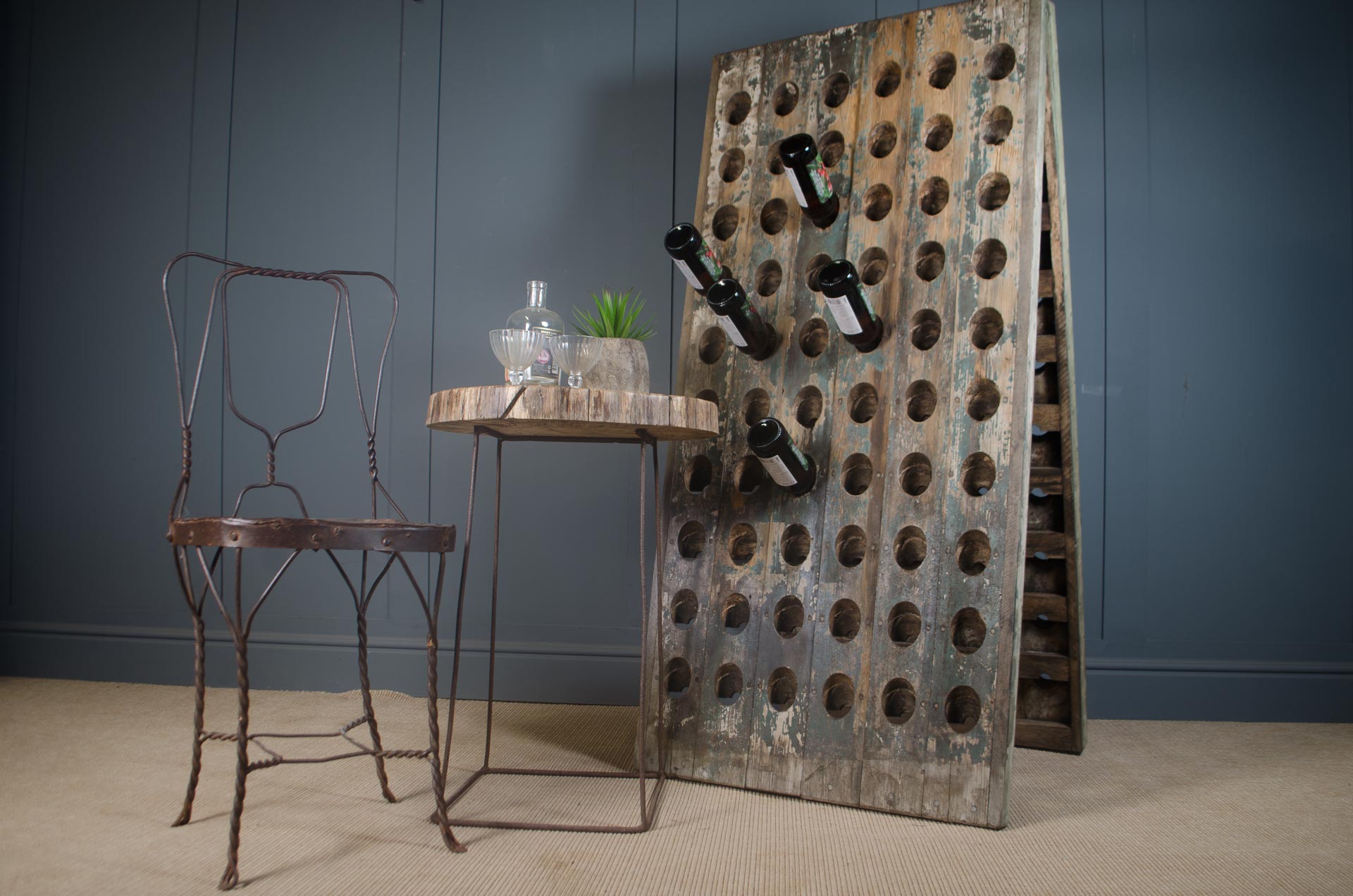 
This is a superb antique chateau wine riddler, with generous proportion for the larger collection and pleasingly heavy for assured storage. Delivered waxed, polished and ready for the home.