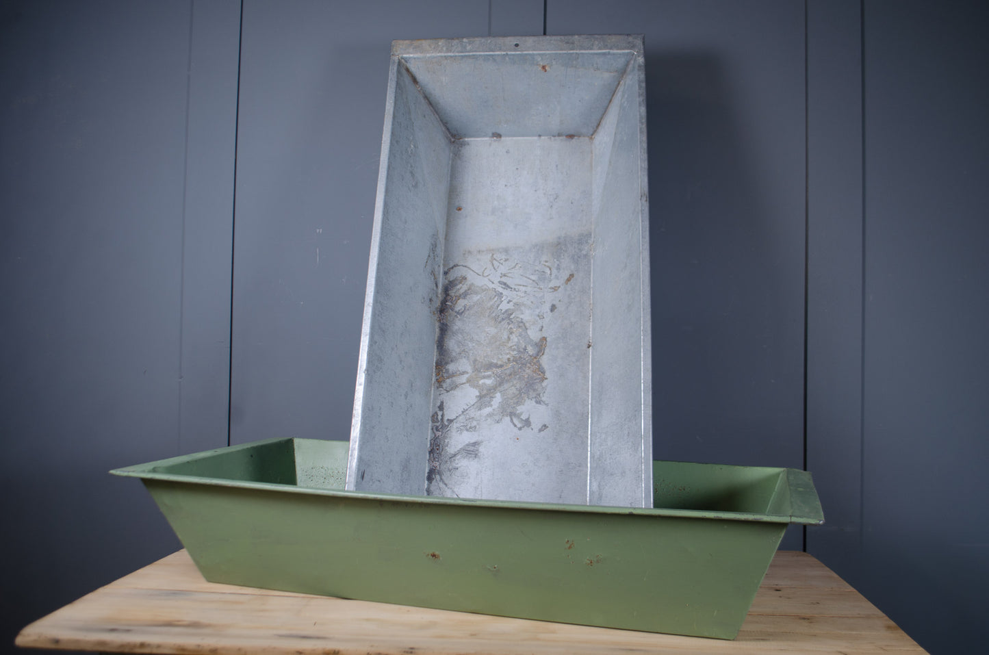 Reclaimed galvanised garden trough for plants and herbs.