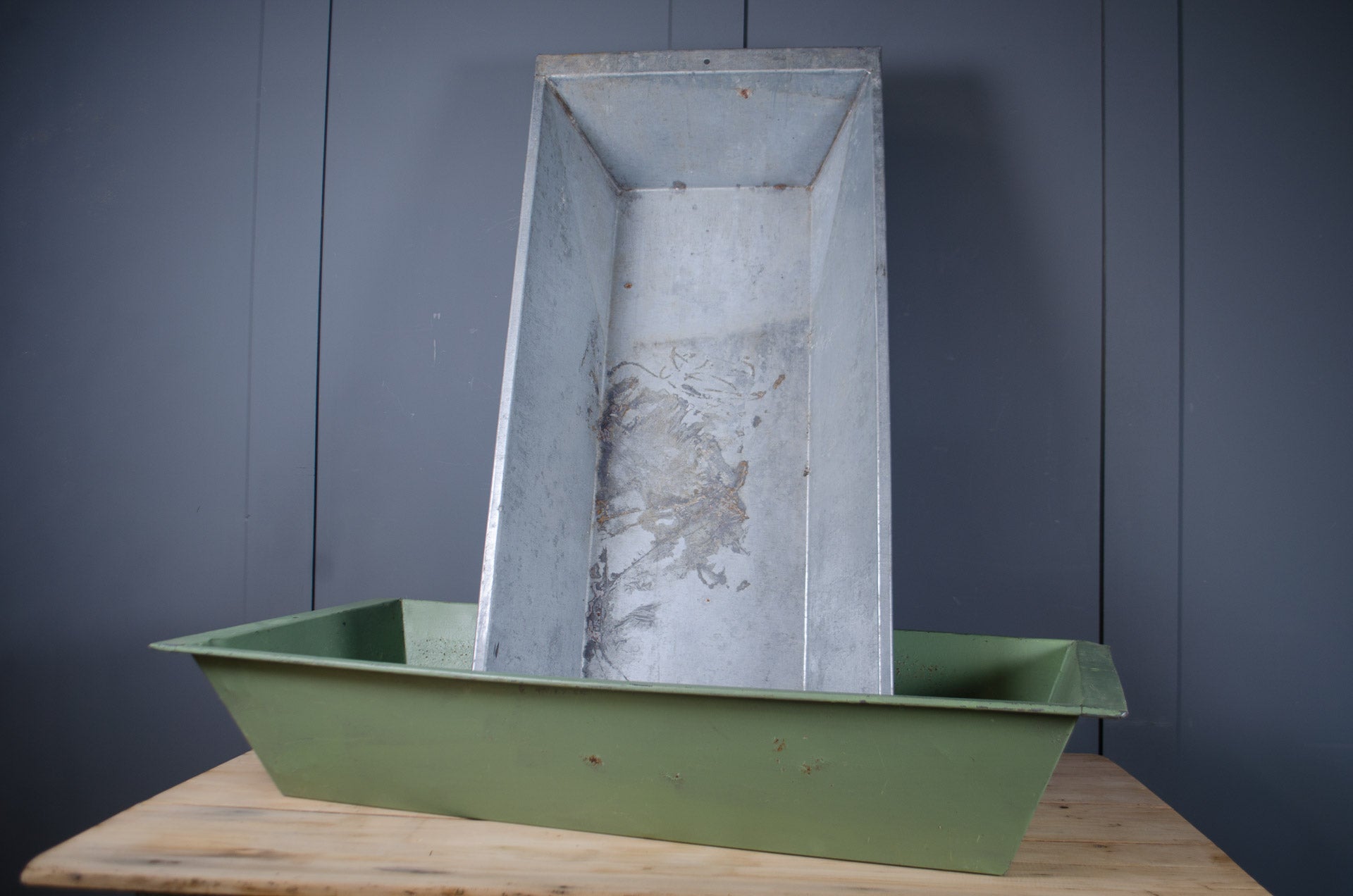 
Reclaimed galvanised garden trough for plants and herbs.