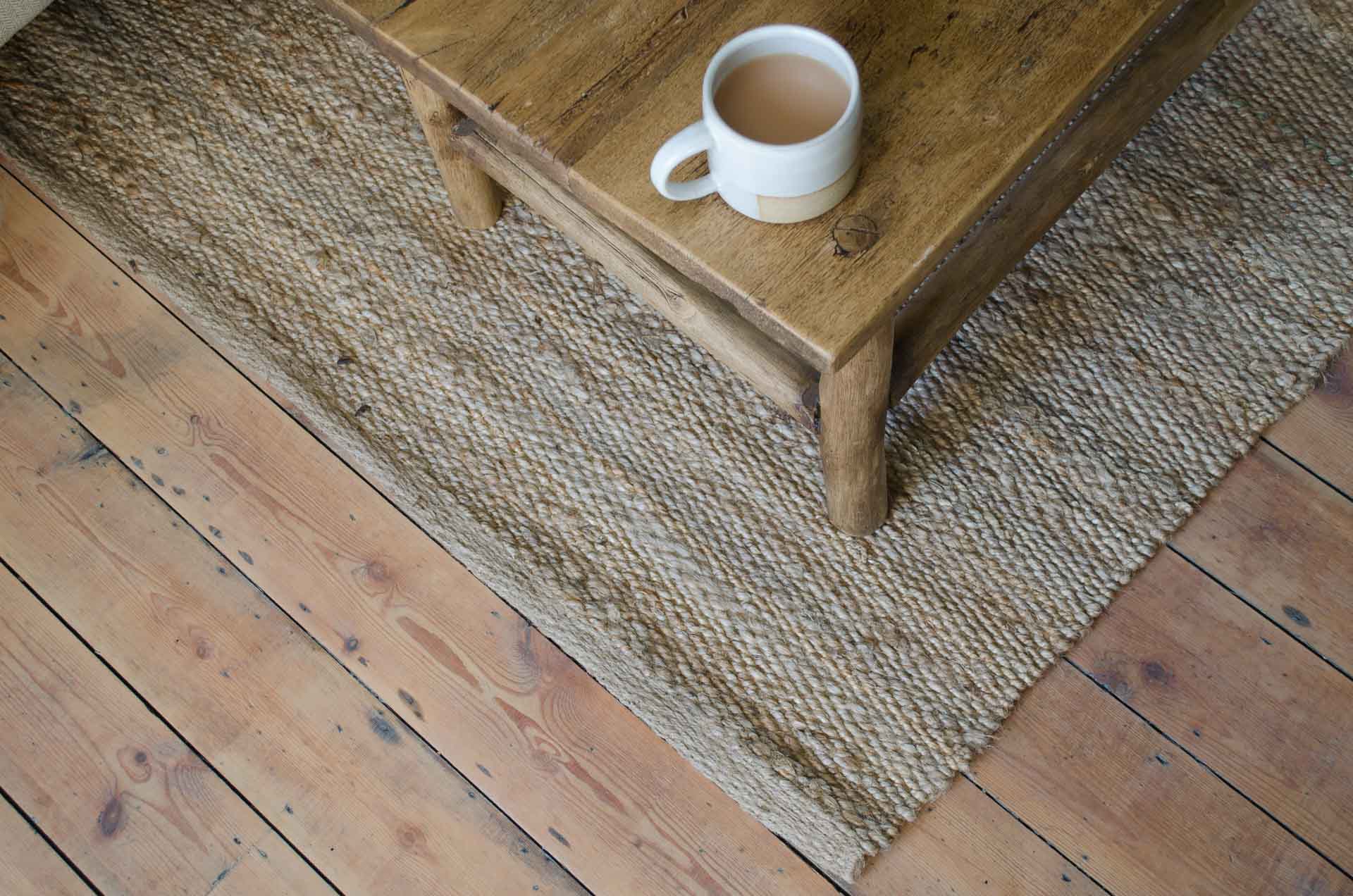
Natural woven jute rug measuring