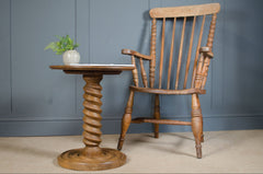 Brutalist Charles Dudouyt Gueridon  pedestal round oak side table