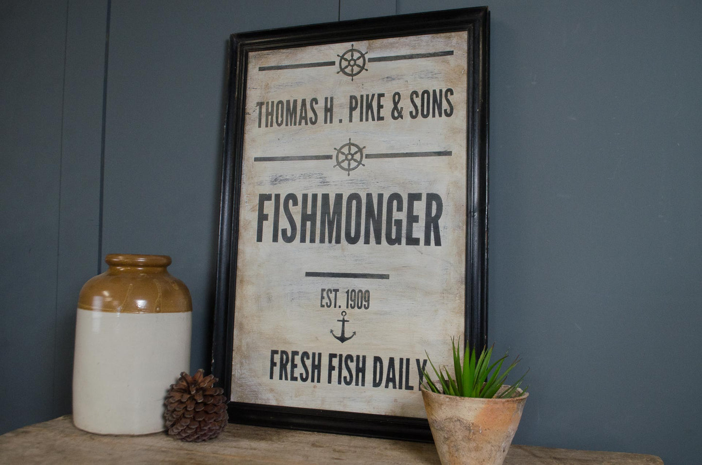 Handmade Fishmonger Sign | Reclaimed Wood Wall Art