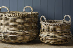 round rattan log basket