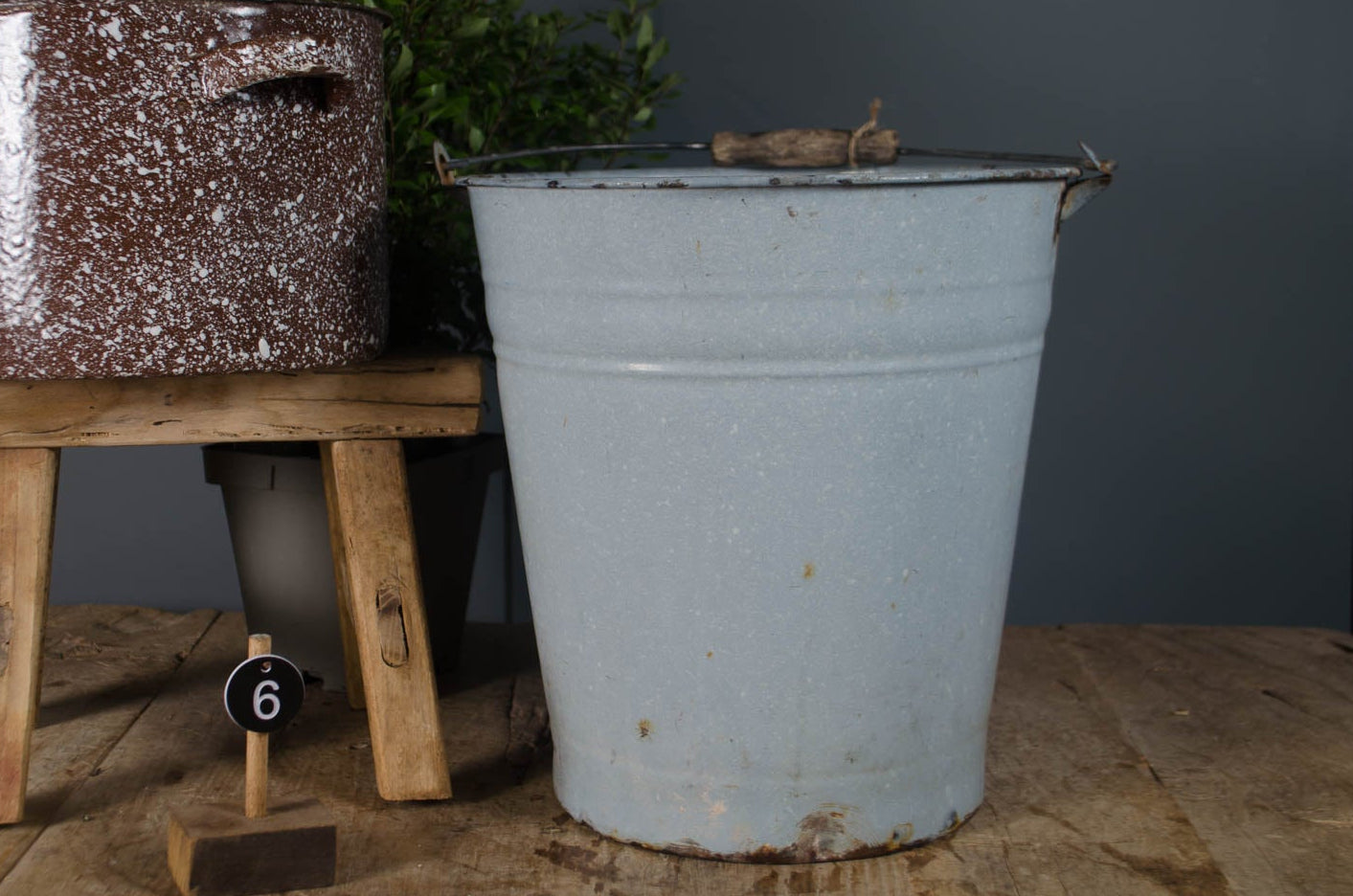 Vintage enamel buckets