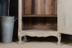 Vintage French cupboard and chest with weathered painted oak finish