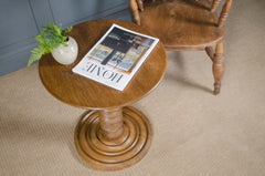 Restored French oak occasional bobbin corkscrew table with spiral column
