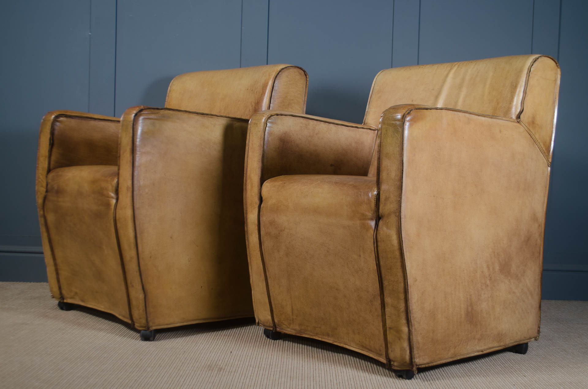 Pair of mid century leather chairs