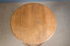 Solid oak lamp table with corkscrew centre pedestal