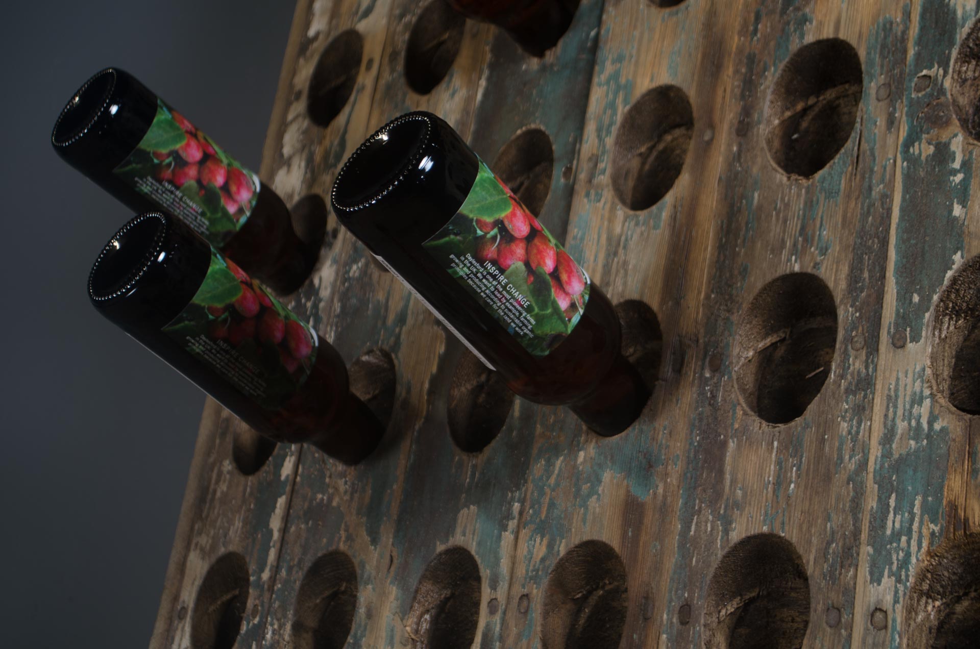 Daylesford cider bottle in riddler rack