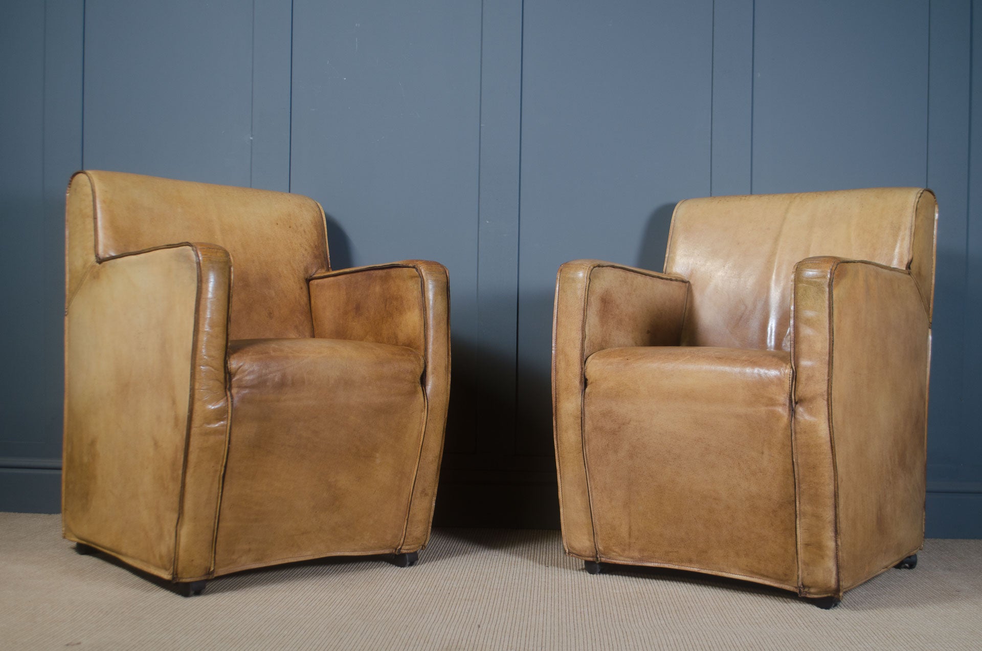 
Pair of mid century leather chairs
