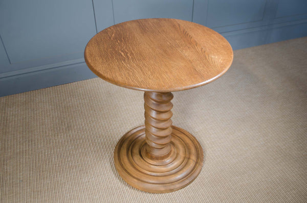 Charles Dudouyt round corkscrew oak side table